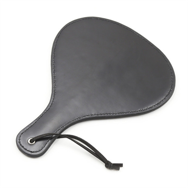 23CM Round Black PU Leather Spank，Horse Whip Flog Spank Paddle